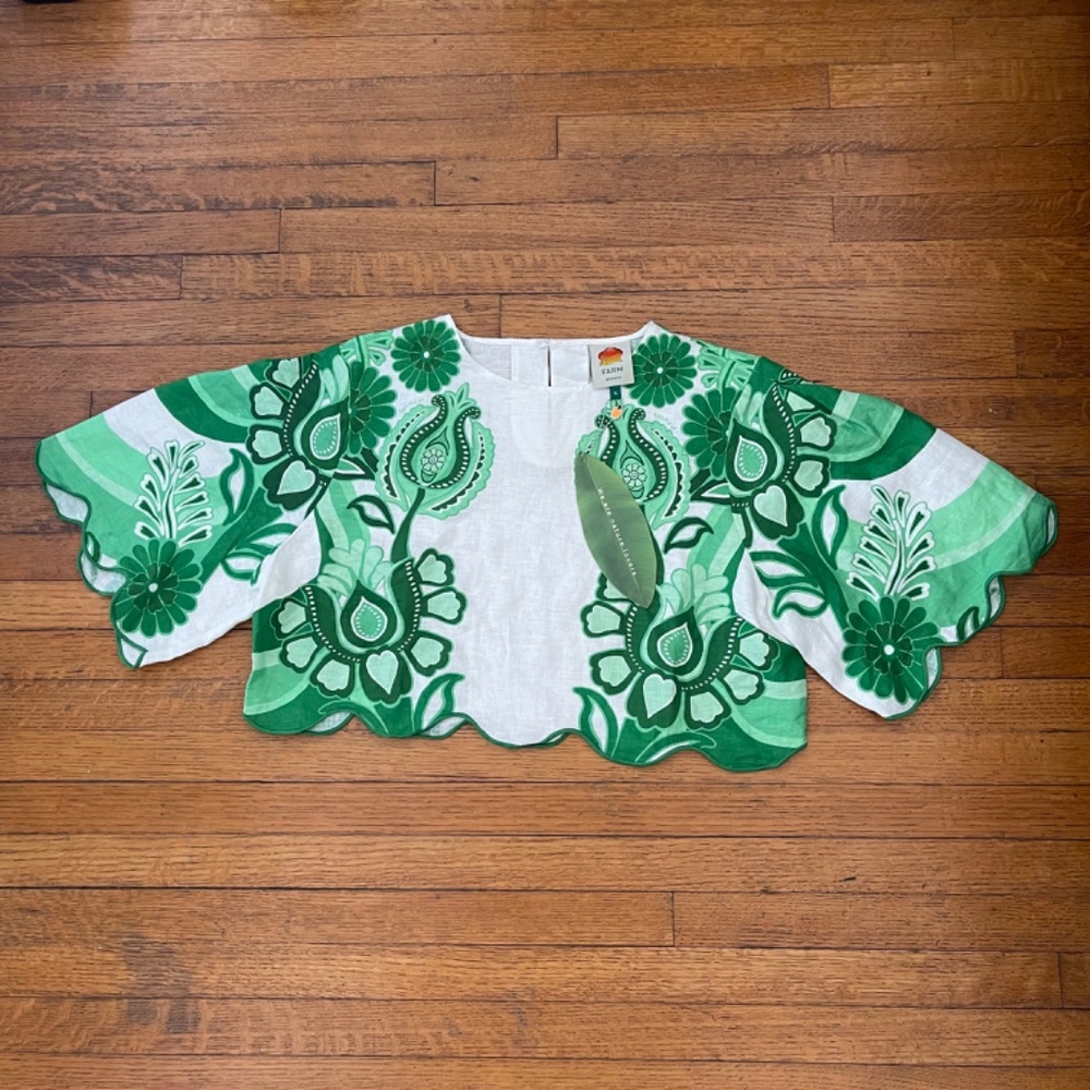 Farm Rio Green Festival Color Midi Skirt and Cropped Blouse Set Size XL. NWT - Picture 9 of 15